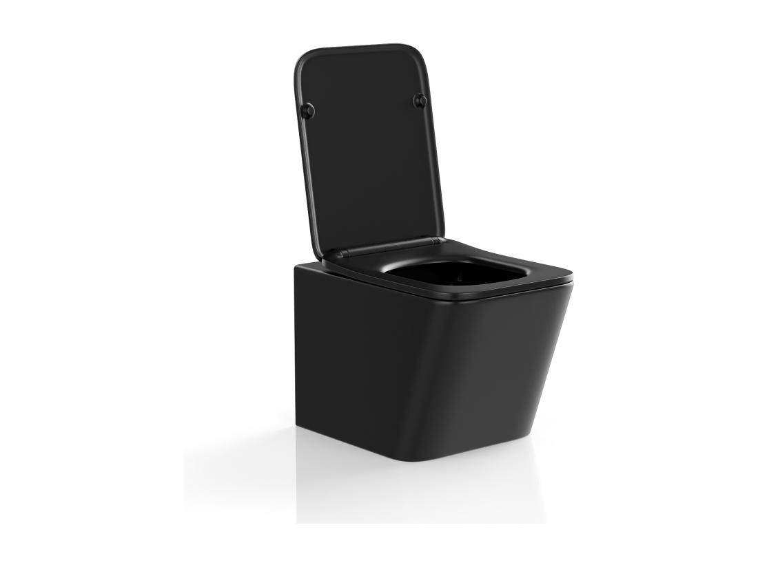 Vente Unique WC Suspendu Noir Mat En Céramique Sans Bride - CLEMONA