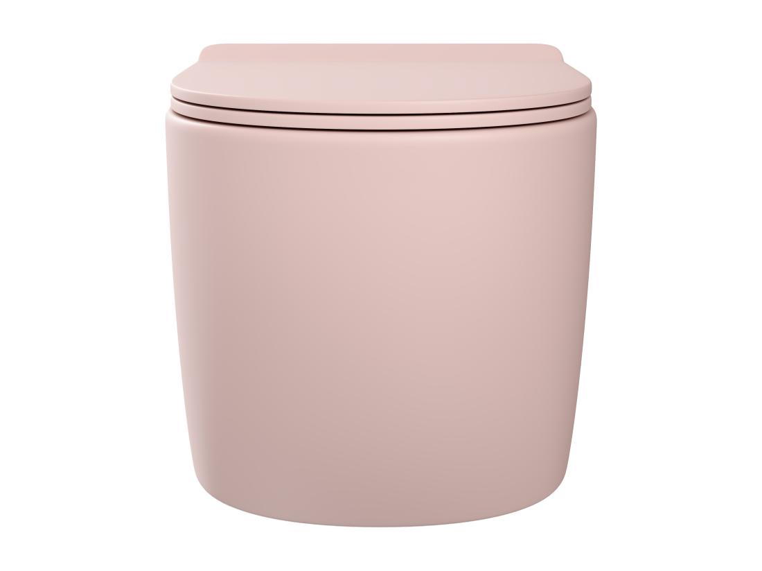 Vente Unique WC Suspendu Rose Mat En Céramique Sans Bride - JAVOINE