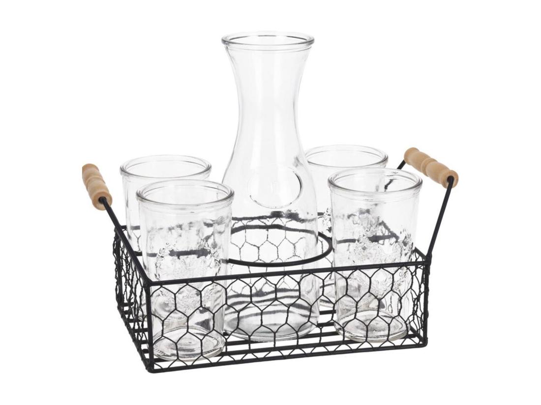 vente unique Well Home Coffret 4 verres 450 ml + pichet en verre 1L