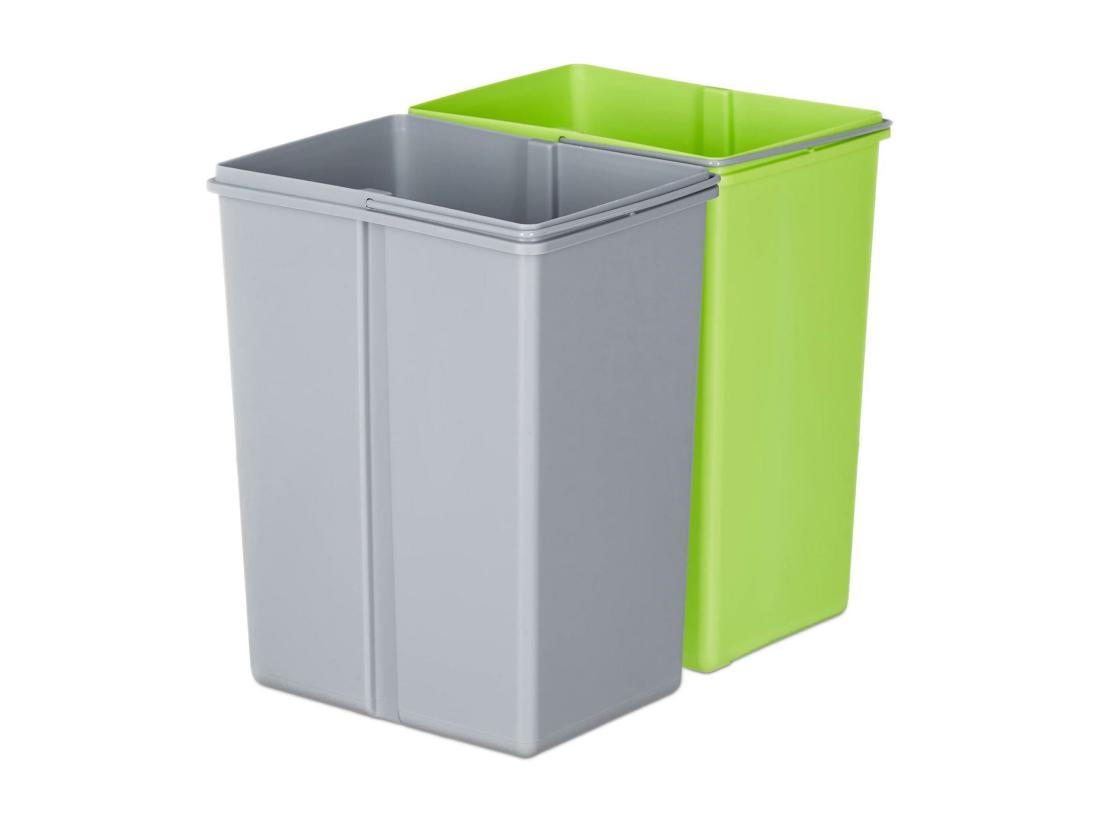 Vente Unique WELL HOME Poubelle De Tri 62L (37L+25L) Poubelle à 2 Compartiments Ouverture Automatique Avec Capteur En Inox Blanc