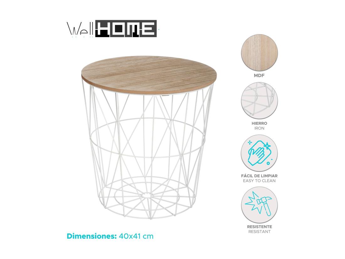 Vente Unique WELL HOME - Table D'appoint 'kumi' En Métal Blanc Ø40x41