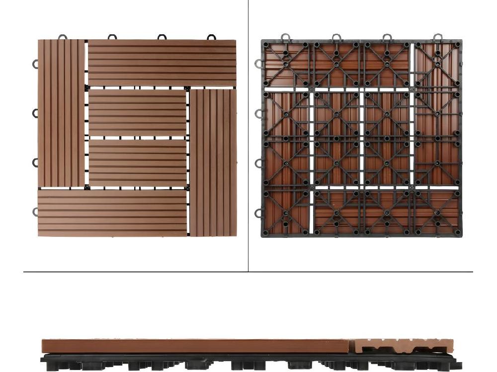 Vente Unique WPC Carreaux De Sol 30x30 Cm 5m² Mosaïque Pour Jardin Piscine Patio Marron Clair