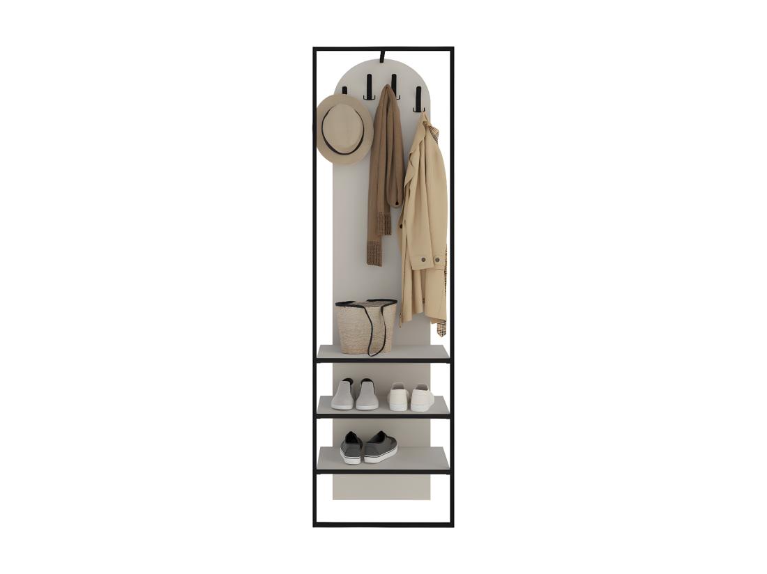 Vente Unique Wynsar - Meuble D'entrée 3 étagères En Bois Et Métal H180cm - Beige