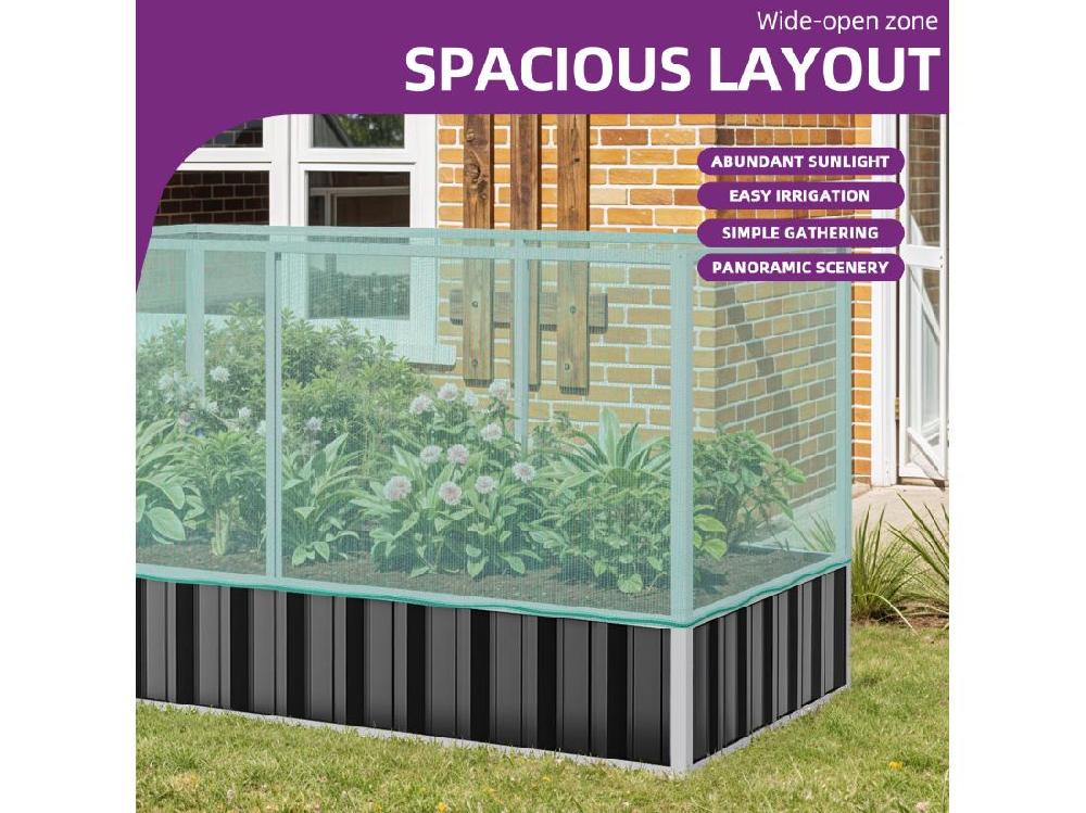 Vente Unique YITAHOME 174x90x88CM Carré Potager De Jardin - Avec Structure En Filet - Anti-oiseaux - En Métal Pour L'extérieur - Avec Gants - Noir