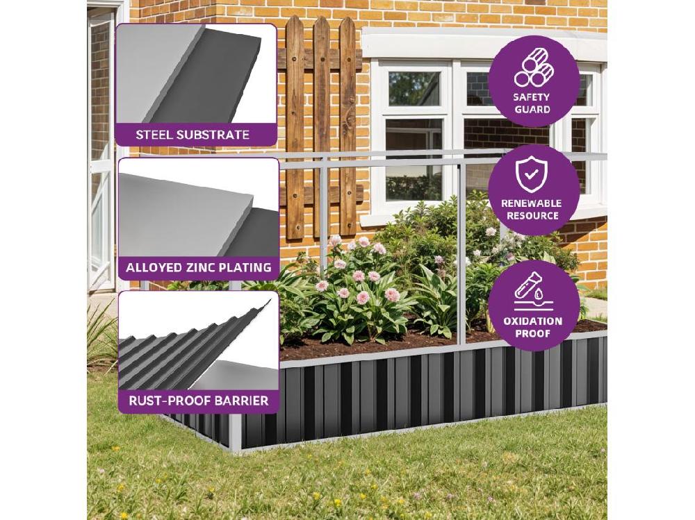 Vente Unique YITAHOME 174x90x88CM Carré Potager De Jardin - Avec Structure En Filet - Anti-oiseaux - En Métal Pour L'extérieur - Avec Gants - Noir