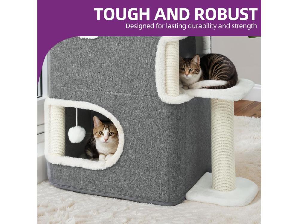 Vente Unique YITAHOME Maison Pour Chat - Niche Chat Interieur - 58 * 35 * 63cm - Gris - Lit Chat - Cabane Chat - Arbre à Chat