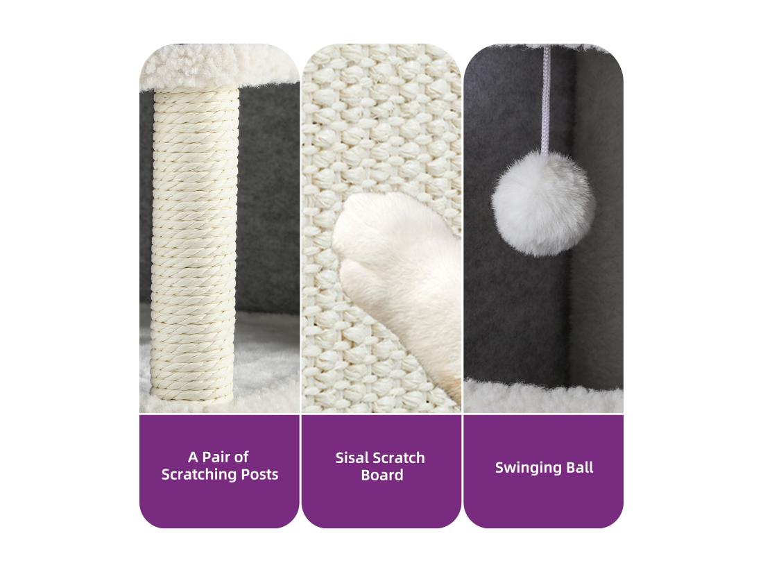 Vente Unique YITAHOME Maison Pour Chat - Niche Chat Interieur - 58 * 35 * 63cm - Gris - Lit Chat - Cabane Chat - Arbre à Chat