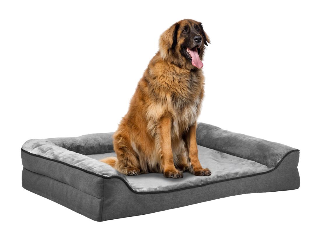 vente unique YITAHOME Panier Flanelle- pour Chien avec coussin- Tapis Orthopédique - Dehoussable - Lavable Lit Chien - 106x80cm - Gris