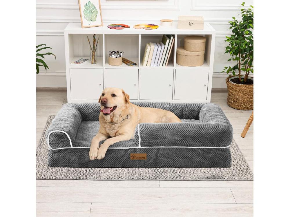 Vente Unique YITAHOME Panier - Grand Chien - Gris - Dehoussable - Orthopédique - Lit Chien - Matelas Lavable - 108x80cm