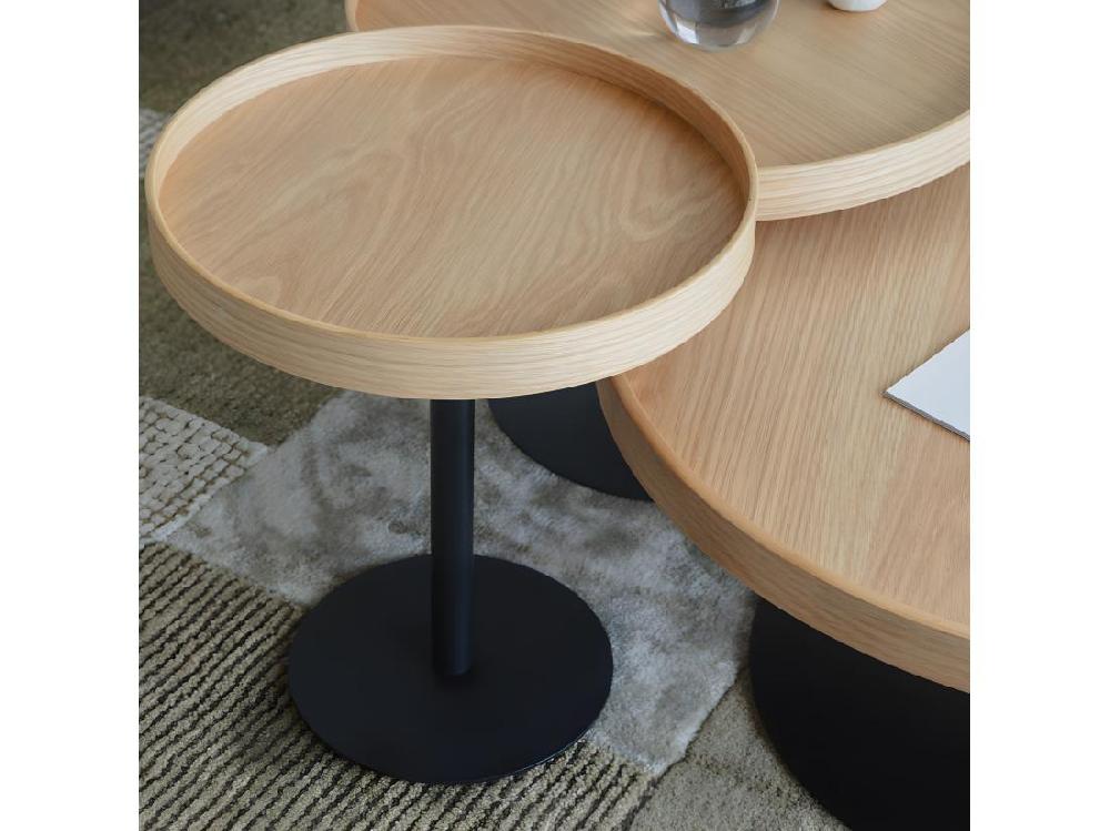 Vente Unique Yuri - Table D'appoint Ronde En Bois Et Métal ø45cm - Bois Clair