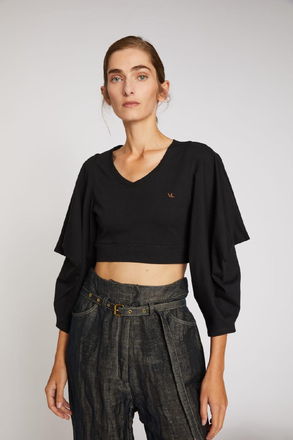 Veronique Leroy Crop T-Shirt Manches Triangles