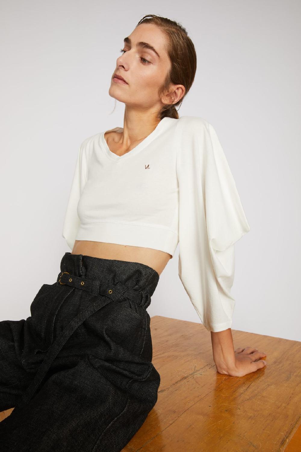 veronique leroy Crop T-Shirt Manches Triangles