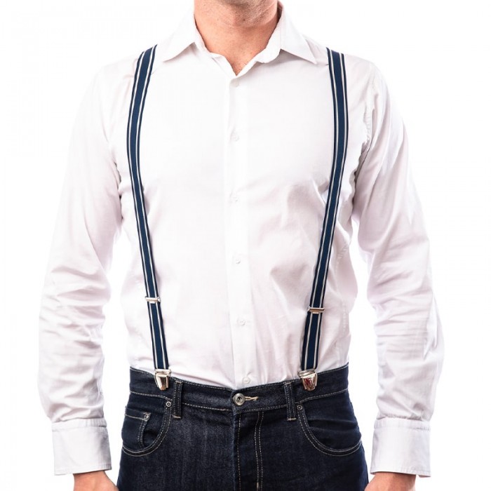 Vertical L’accessoire Bretelles Mi-larges Bleu Marine Et Blanc Les Beaunoises