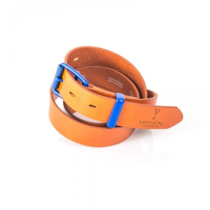 Vertical L’accessoire Ceinture Cuir Véritable Camel Boucle Colorée