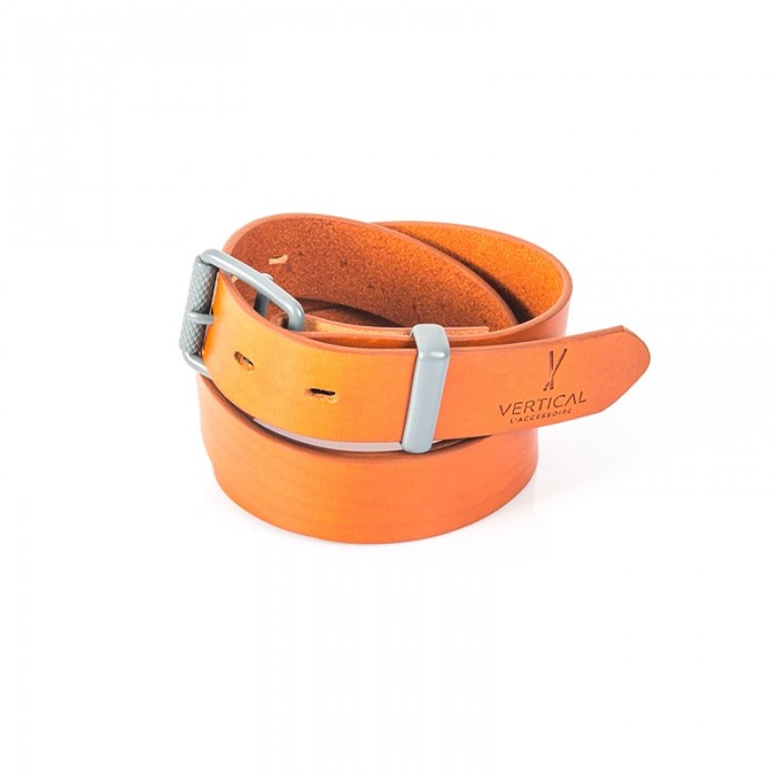 Vertical L’accessoire Ceinture Cuir Véritable Camel Boucle Colorée