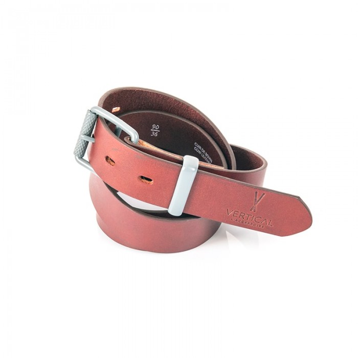Vertical L’accessoire Ceinture Cuir Véritable Cognac Boucle Colorée