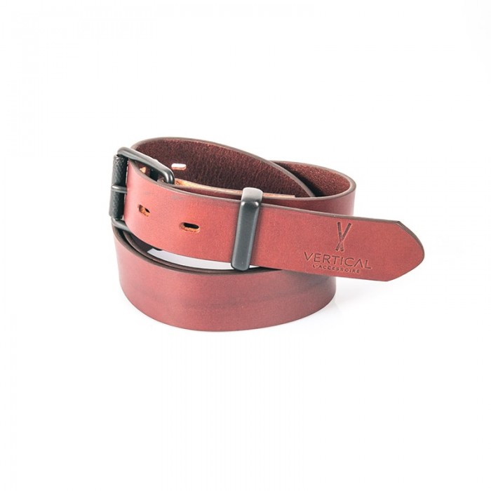 Vertical L’accessoire Ceinture Cuir Véritable Cognac Boucle Colorée