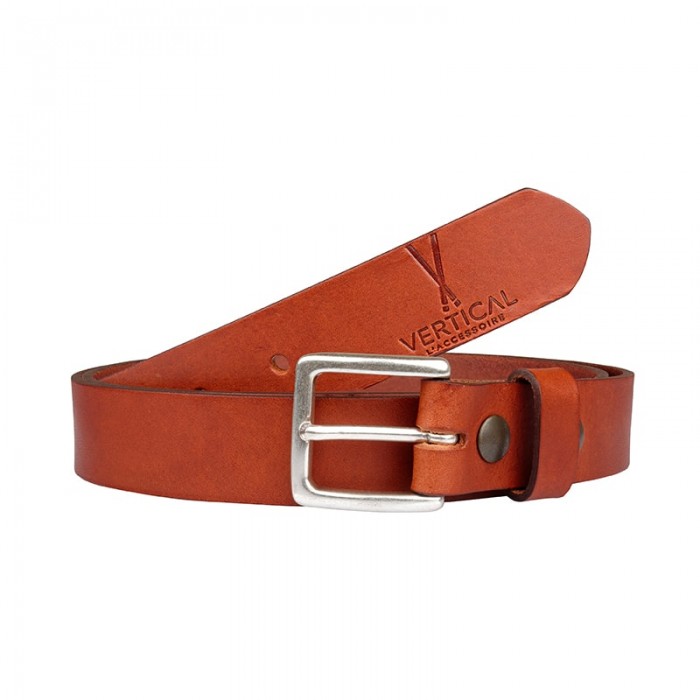 vertical l’accessoire Ceinture cuir véritable cognac boucle colorée