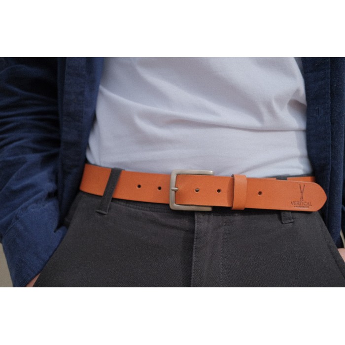 Vertical L’accessoire Ceinture Large Cuir Véritable Camel