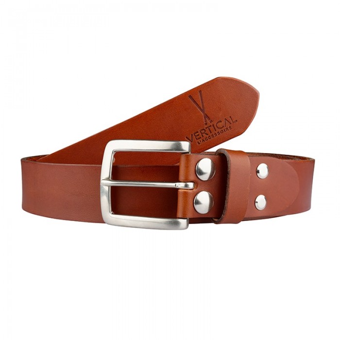 vertical l’accessoire Ceinture large cuir véritable cognac