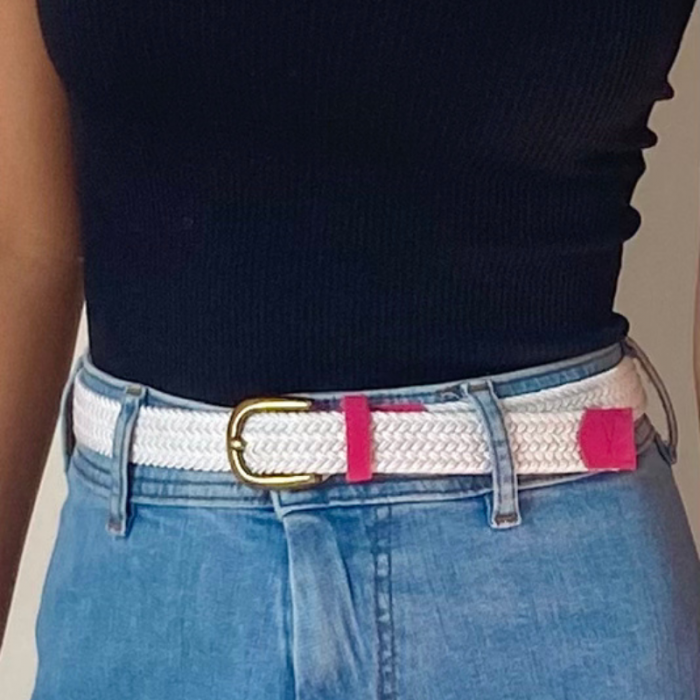 Vertical L’accessoire Ceinture Tressée Fine Blanc Rose