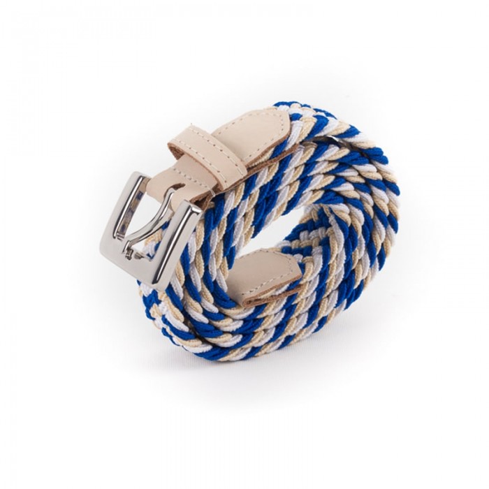 vertical l’accessoire Ceinture tressée fine bleu beige blanc