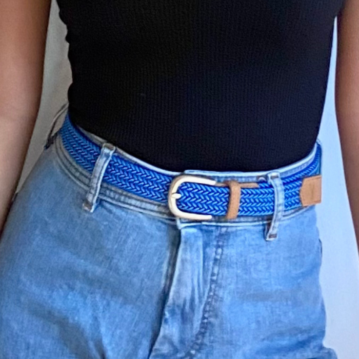 Vertical L’accessoire Ceinture Tressée Fine Bleu Blanc