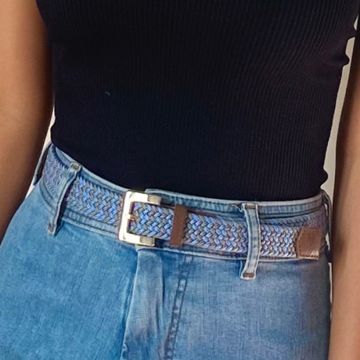 Vertical L’accessoire Ceinture Tressée Fine Bleu Gris