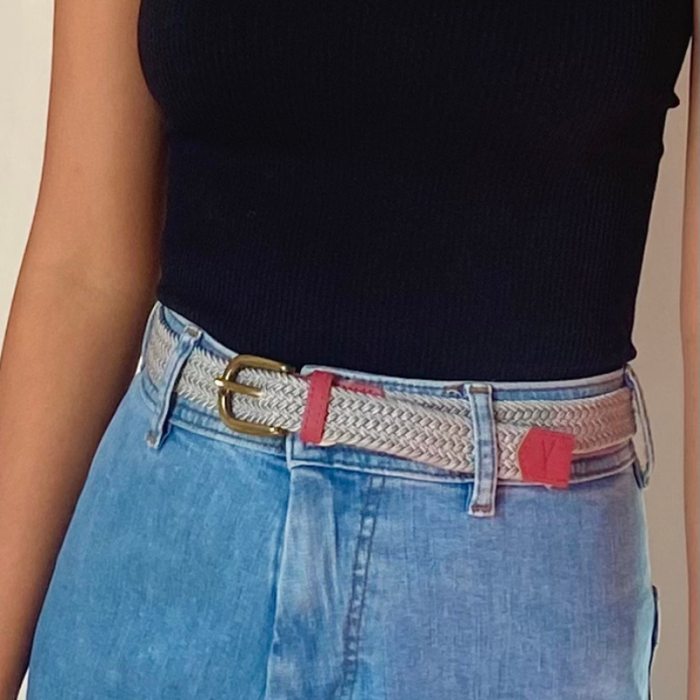 Vertical L’accessoire Ceinture Tressée Fine Gris Bordeaux