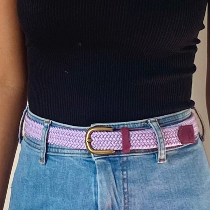 Vertical L’accessoire Ceinture Tressée Fine Mauve Bordeaux