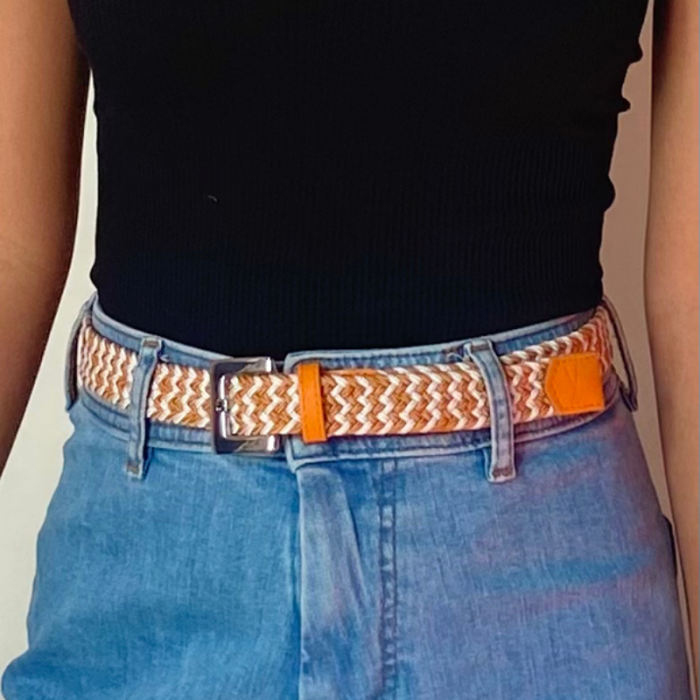 Vertical L’accessoire Ceinture Tressée Fine Orange Blanc