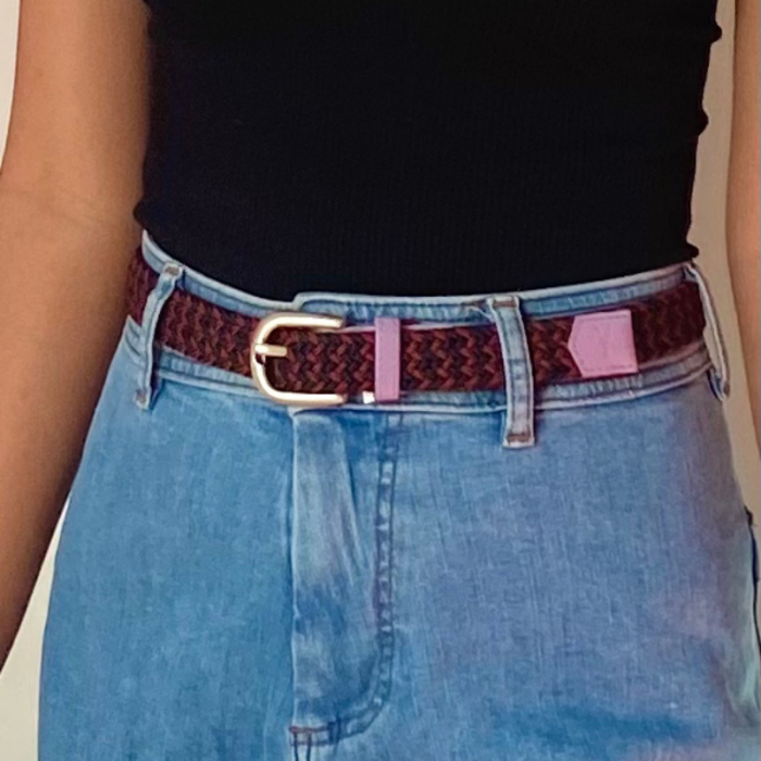 Vertical L’accessoire Ceinture Tressée Fine Rouge Noir