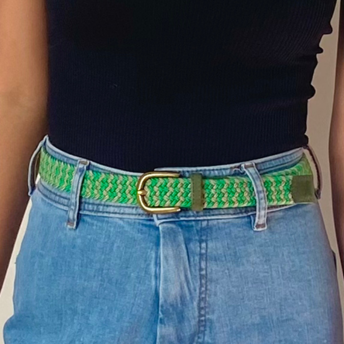 Vertical L’accessoire Ceinture Tressée Fine Vert Marron