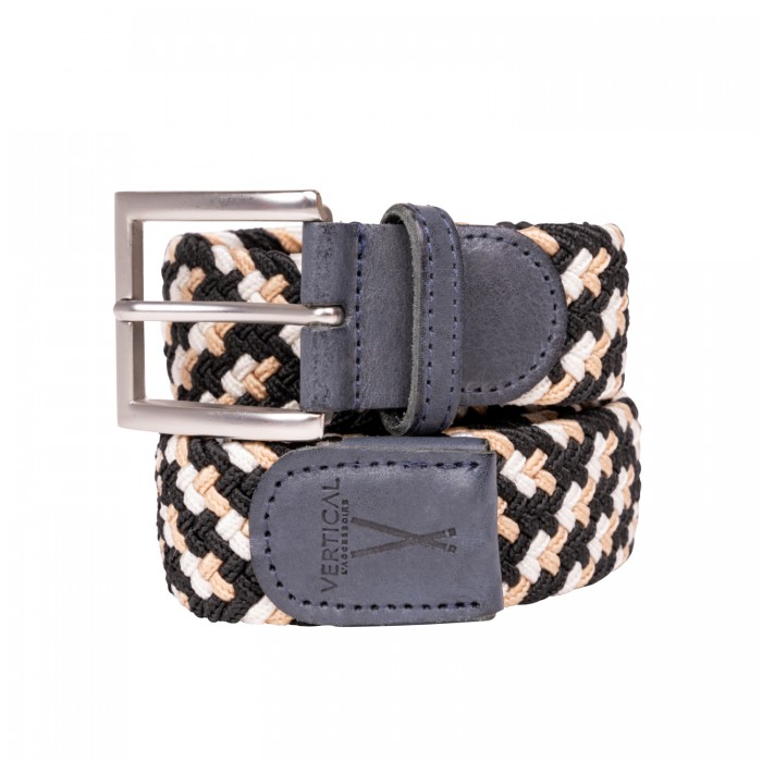 vertical l’accessoire Ceinture tressée noir blanc beige