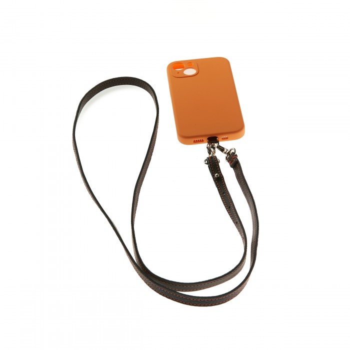 vertical l’accessoire Lanière de téléphone cuir Orange Skyline marine