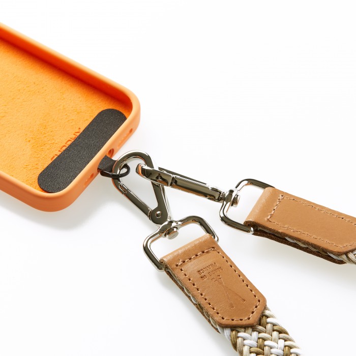 Vertical L’accessoire Lanière De Téléphone Tressée Beige Blanc Kaki