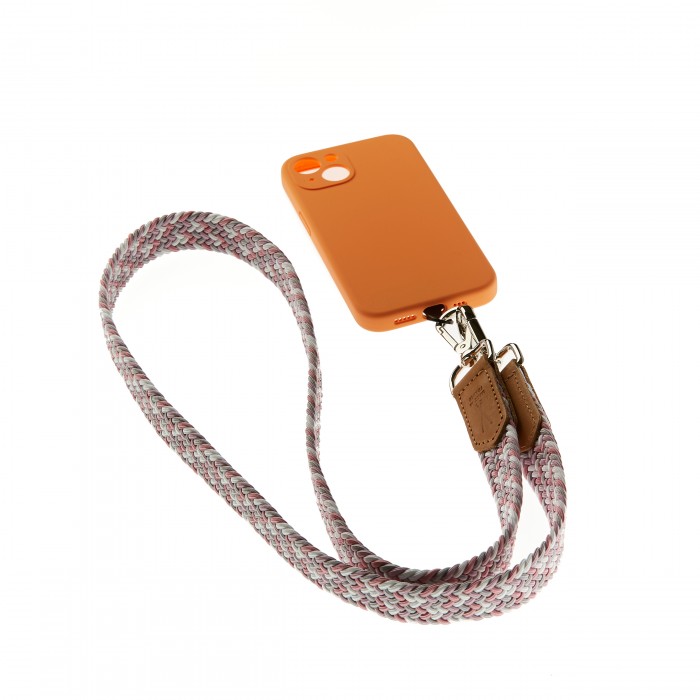 vertical l’accessoire Lanière de téléphone tressée Blanc Rose Gris clair