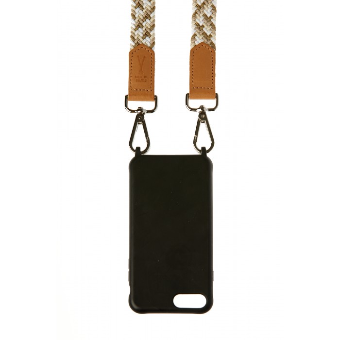 Vertical L’accessoire Lanière De Téléphone Tressée Vert Et Blanc