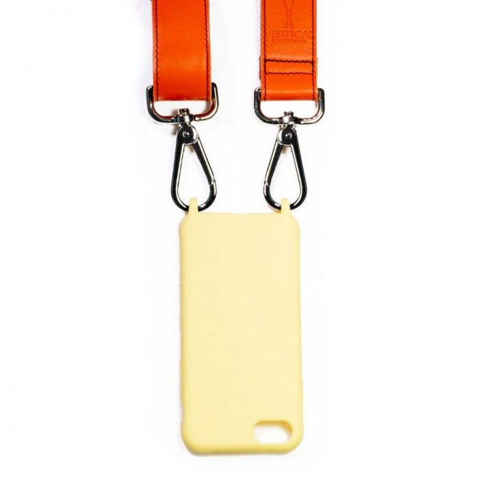 Vertical L’accessoire Lanière Premium De Téléphone Noir Orange Vif