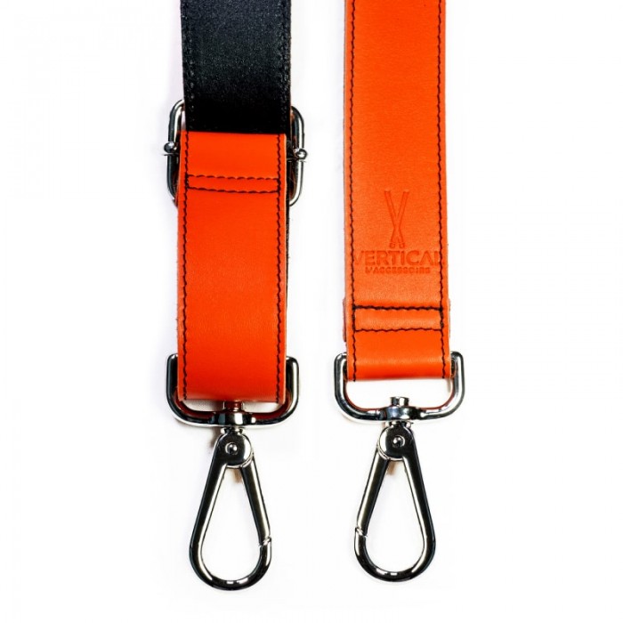 vertical l’accessoire Lanière premium de téléphone noir orange vif