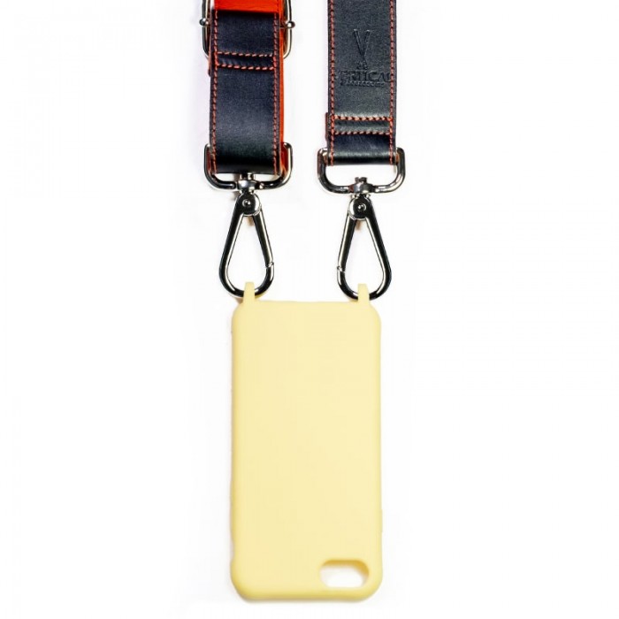 Vertical L’accessoire Lanière Premium De Téléphone Orange Noir