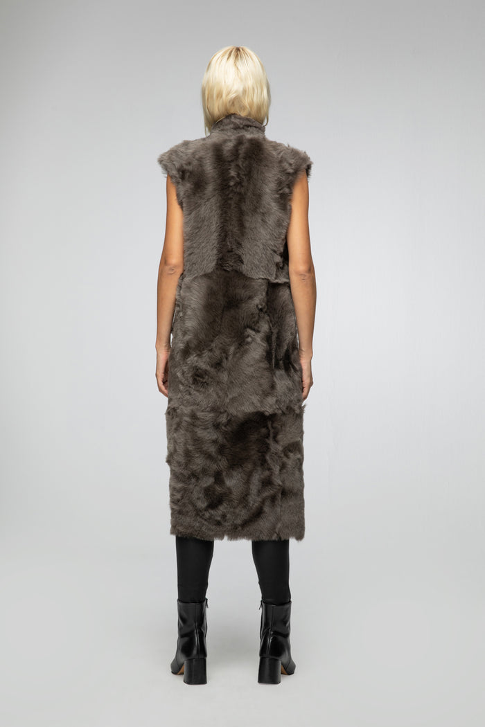 Vespucci By Vsp Gilet En Peau Lainée Réversible Nude