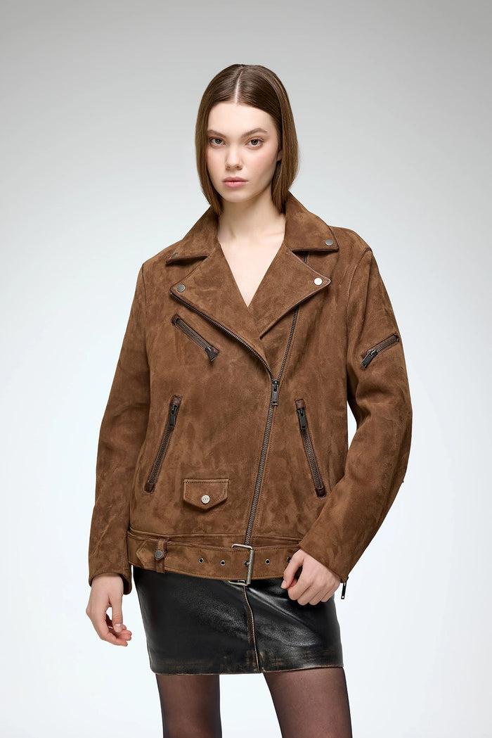 Vespucci By Vsp Ada - Veste En Cuir Marron