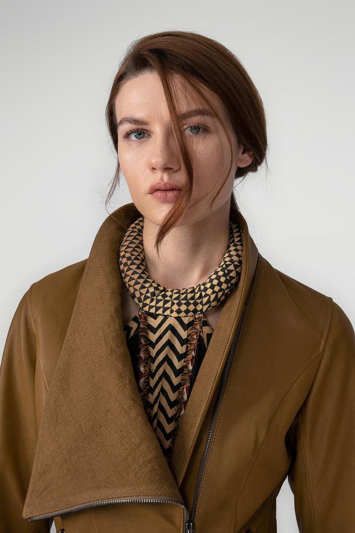 Vespucci By Vsp Alba - Veste En Cuir Camel