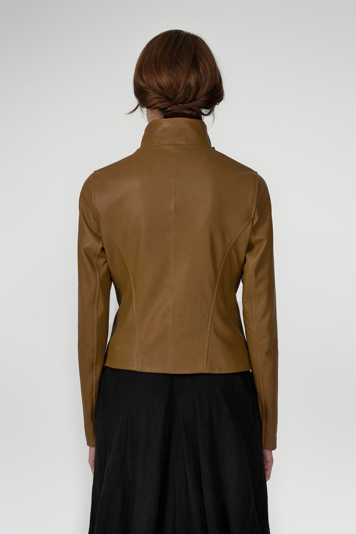 Vespucci By Vsp Alba - Veste En Cuir Camel