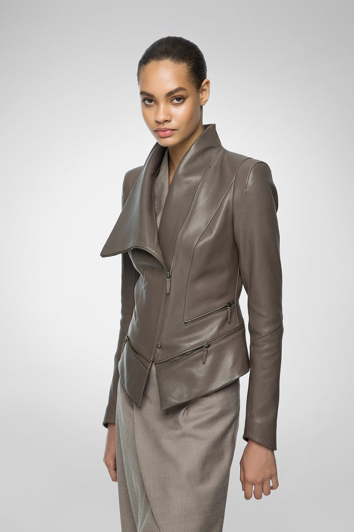 vespucci by vsp Alice - Veste en cuir grise chaude