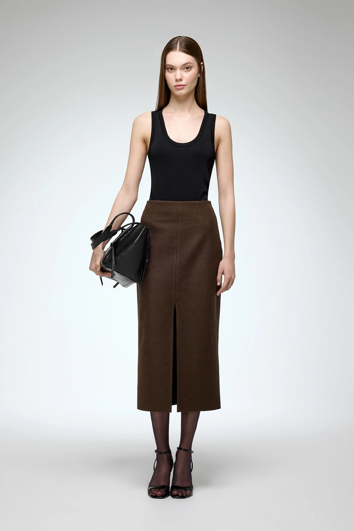 Vespucci By Vsp Alicia - Jupe En Laine Marron