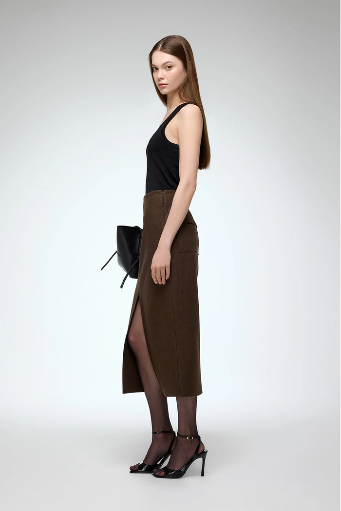 Vespucci By Vsp Alicia - Jupe En Laine Marron