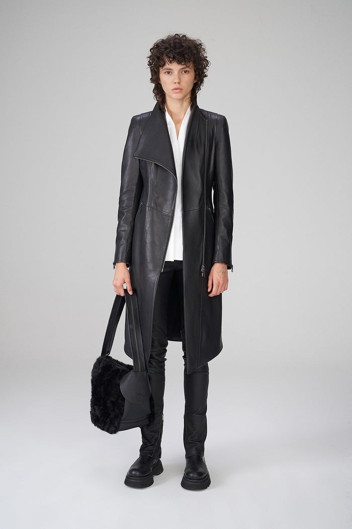 vespucci by vsp Alyson - Manteau en cuir Noir