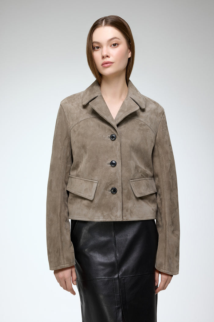 Vespucci By Vsp Amara - Veste En Cuir Gris